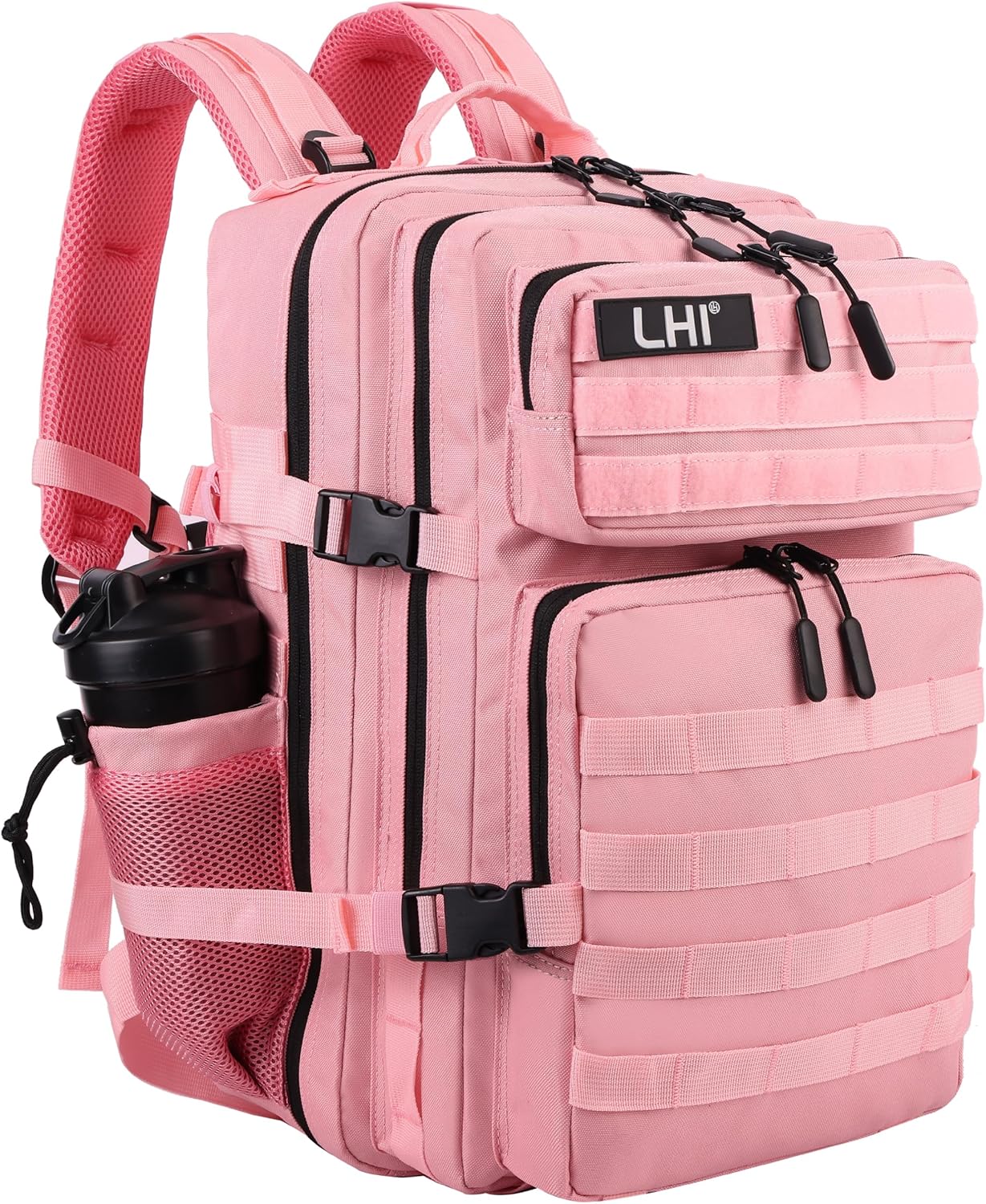 LHI Military Tactical Backpack for Men and Women 45L Army 3 Days Assault Pack Bag Large Rucksack with Molle System - Black - Colors B
