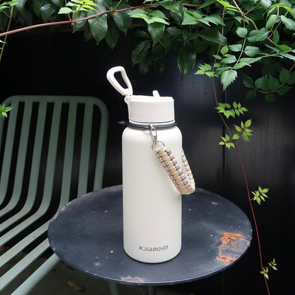 KXIAOCHEN Insulated Water Bottle With Strap, Cold For 48 Hrs Leak Proof, Triple Wall Stainless Steel Sports Water Bottle With Straw And Spout Lid For Gym Hiking Travel