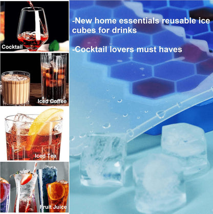 Ice Cube Trays for Freezer with Lid-37 Grid Silicone for Small Ice Cube Molds,Easy-Release Reusable in Organizer Bins or Ice Bucket for Cocktail bar or Iced Coffee Cup