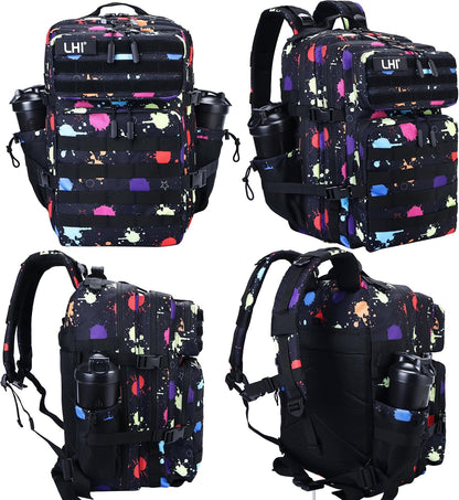 LHI Military Tactical Backpack for Men and Women 45L Army 3 Days Assault Pack Bag Large Rucksack with Molle System - Black - Colors A