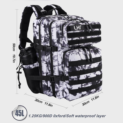 LHI Military Tactical Backpack for Men and Women 45L Army 3 Days Assault Pack Bag Large Rucksack with Molle System - Black - Colors A