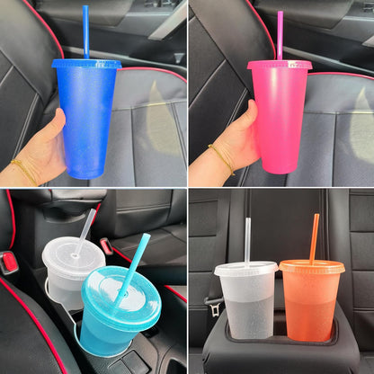Suertestarry Tumbler with Straw and Lid,Water Bottle Iced Coffee Travel Mug Cup,Reusable Plastic Cups,Perfect for Parties,Birthdays,24oz-5 Pack (Rainbow, 5pack)
