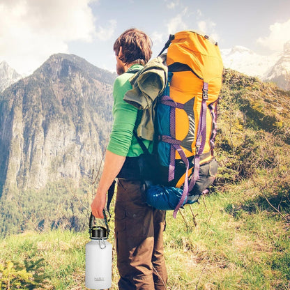 HASLE OUTFITTERS 32 oz Insulated Water Bottle Stainless Steel Double Walled Vacuum Sports Water Bottle with 2 Lids (Straw and Spout Lid) for Gym Camping Hiking(Black,1)