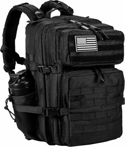 LHI Military Tactical Backpack for Men and Women 45L Army 3 Days Assault Pack Bag Large Rucksack with Molle System - Black - Colors A