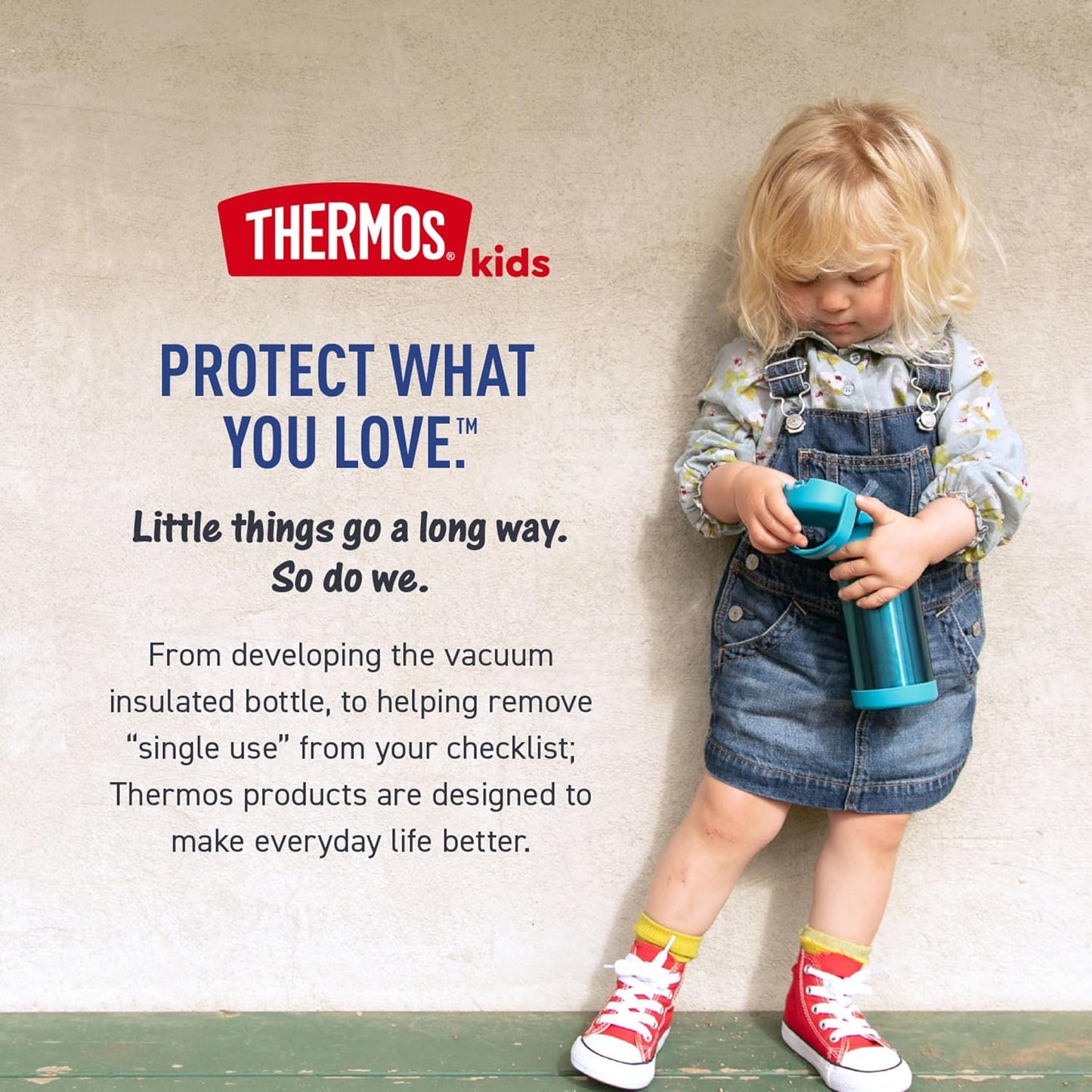 THERMOS FUNTAINER Water Bottle with Straw - 12 Ounce - Kids Stainless Steel Vacuum Insulated Water Bottle with Lid, Bluey - Colors A