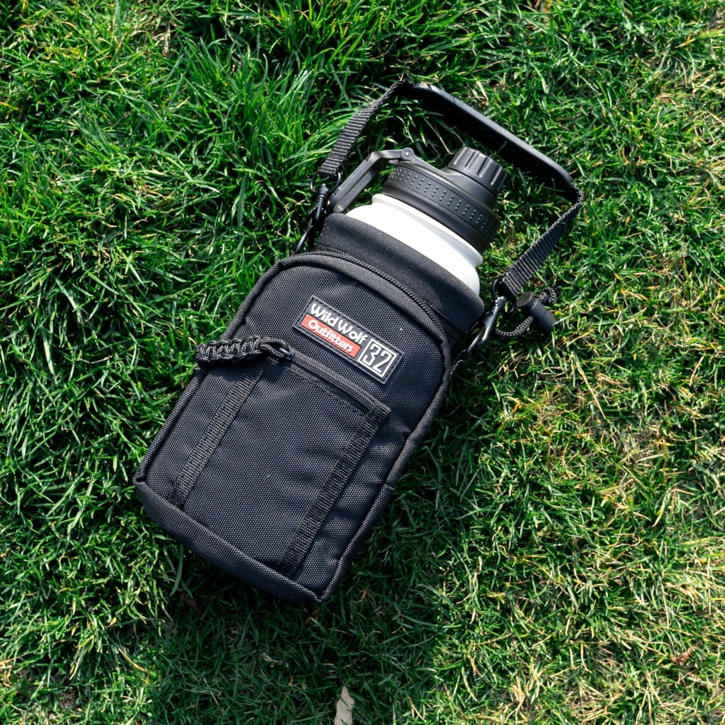 Wild Wolf Outfitters - #1 Best Water Bottle Holder for 32 oz Bottles - Carry, Protect and Insulate Your Flask with This Military Grade Carrier w/ 2 Pockets and an Adjustable Padded Shoulder Strap.