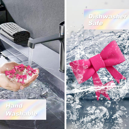 Compatible with Stanley Cup Accessories - 3Pcs 10mm Bow Straw Topper Compatible with Stanley Cup Straw Cover Cap, 2pcs Pink Bow Charms for Stanley 30&40 Oz Tumbler with Handle
