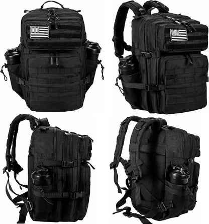 LHI Military Tactical Backpack for Men and Women 45L Army 3 Days Assault Pack Bag Large Rucksack with Molle System - Black - Colors A