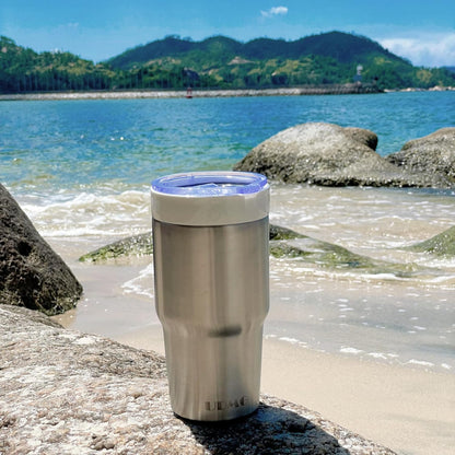 True Ceramic Lined (Not Coated) Stainless Steel Vacuum Insulated Travel Coffee Tumbler, No Metallic Taste, 16oz for Coffee & Tea On-The-Go (Original Steel)