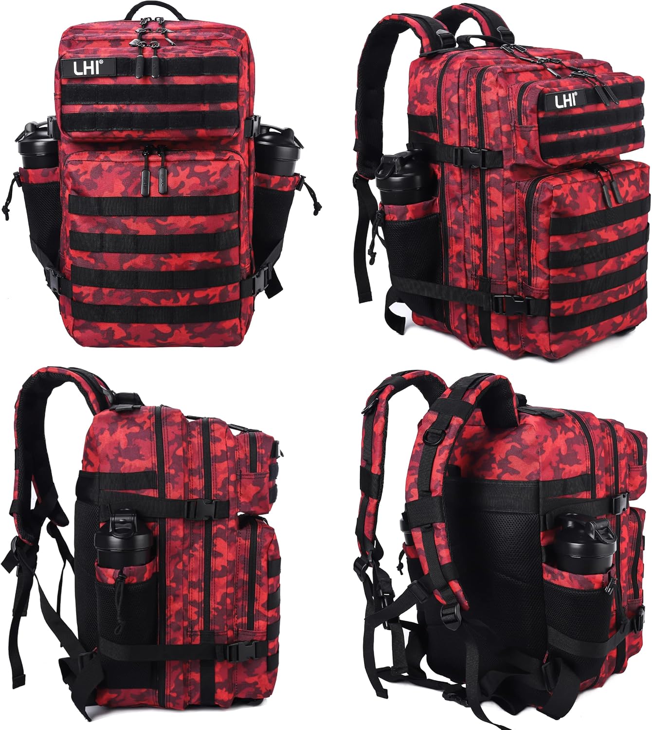LHI Military Tactical Backpack for Men and Women 45L Army 3 Days Assault Pack Bag Large Rucksack with Molle System - Black - Colors B