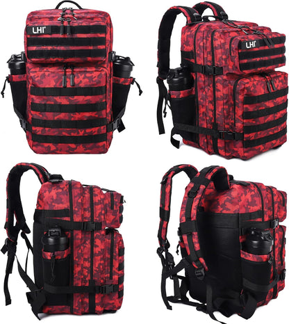 LHI Military Tactical Backpack for Men and Women 45L Army 3 Days Assault Pack Bag Large Rucksack with Molle System - Black - Colors B