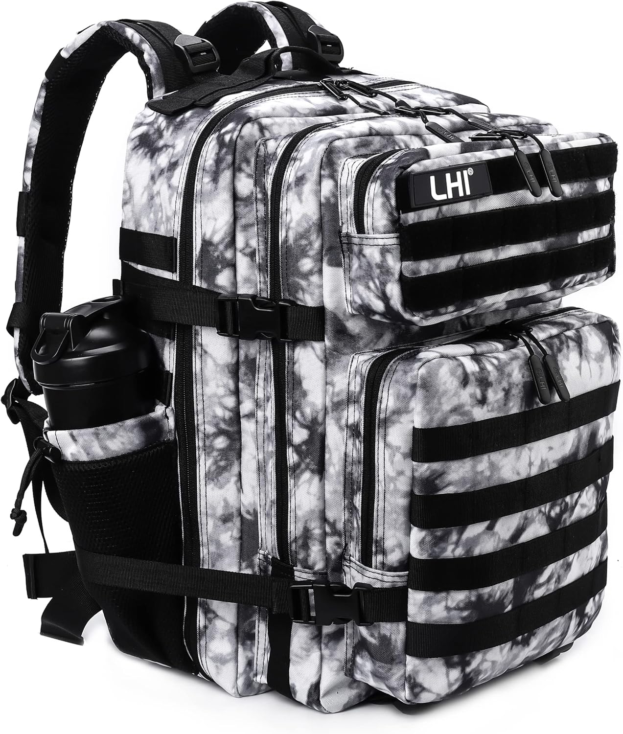 LHI Military Tactical Backpack for Men and Women 45L Army 3 Days Assault Pack Bag Large Rucksack with Molle System - Black - Colors B