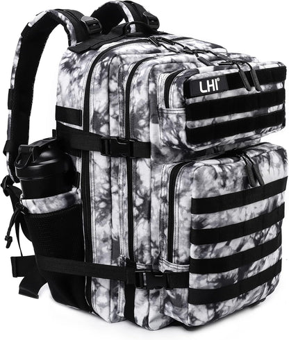 LHI Military Tactical Backpack for Men and Women 45L Army 3 Days Assault Pack Bag Large Rucksack with Molle System - Black - Colors B
