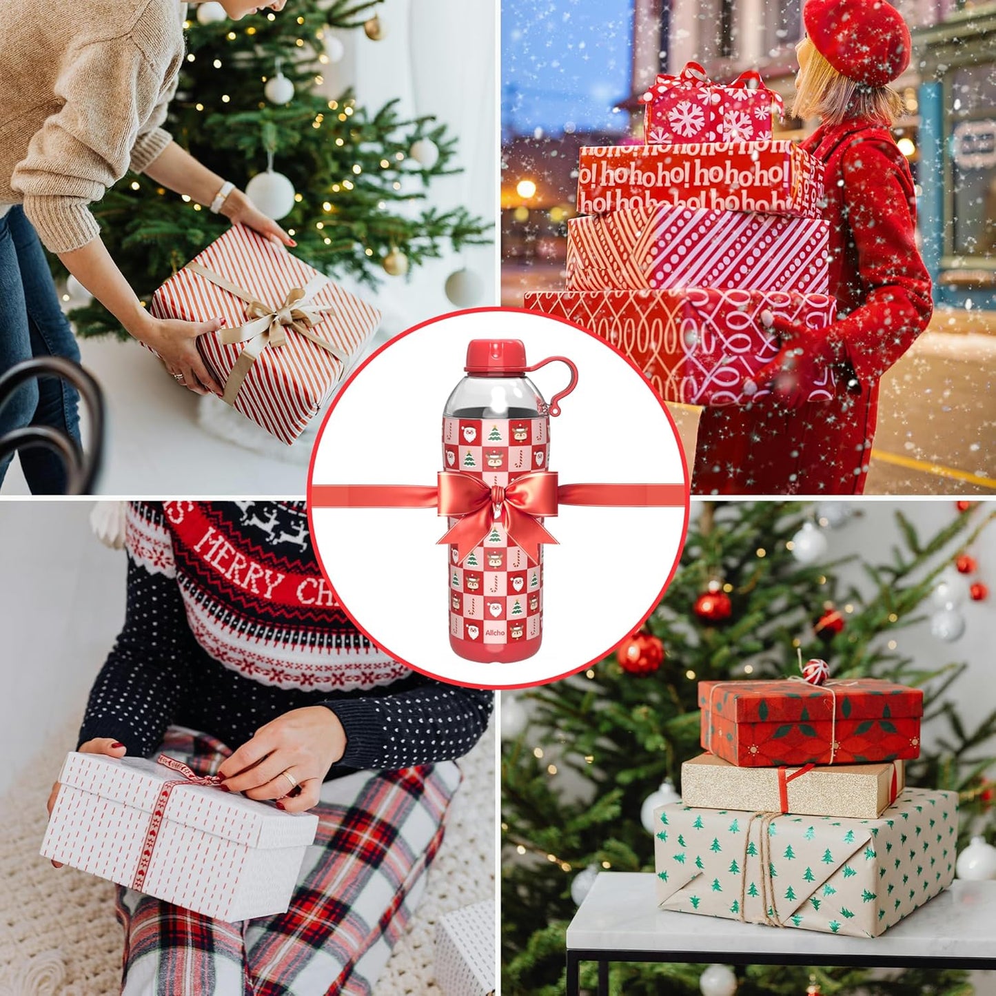Allcho Insulated Water Bottle for Women, 18oz Stainless Steel Leak Proof Tumbler with 2 Lids, BPA-Free Tritan Chug & Straw Lid, Double Wall Vacuum Flask