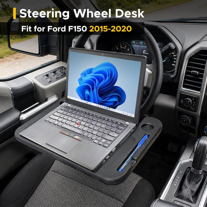 EcoNour 2 in 1 Car Steering Wheel Desk | Tray for Laptop Car Mount with Pen Holder | Desk Console for Car | Food Tray for Eating with Drinks Holder | Multipurpose Travel Car Accessories
