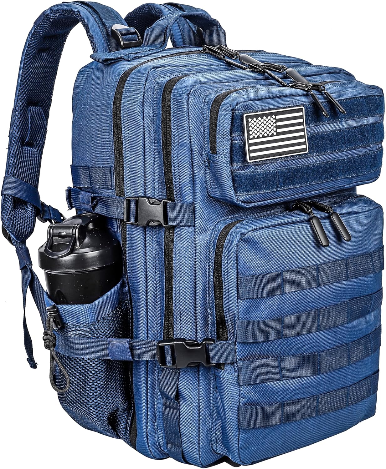 LHI Military Tactical Backpack for Men and Women 45L Army 3 Days Assault Pack Bag Large Rucksack with Molle System - Black - Colors B
