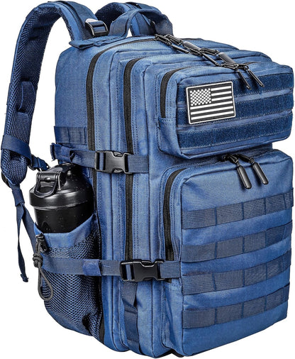 LHI Military Tactical Backpack for Men and Women 45L Army 3 Days Assault Pack Bag Large Rucksack with Molle System - Black - Colors B