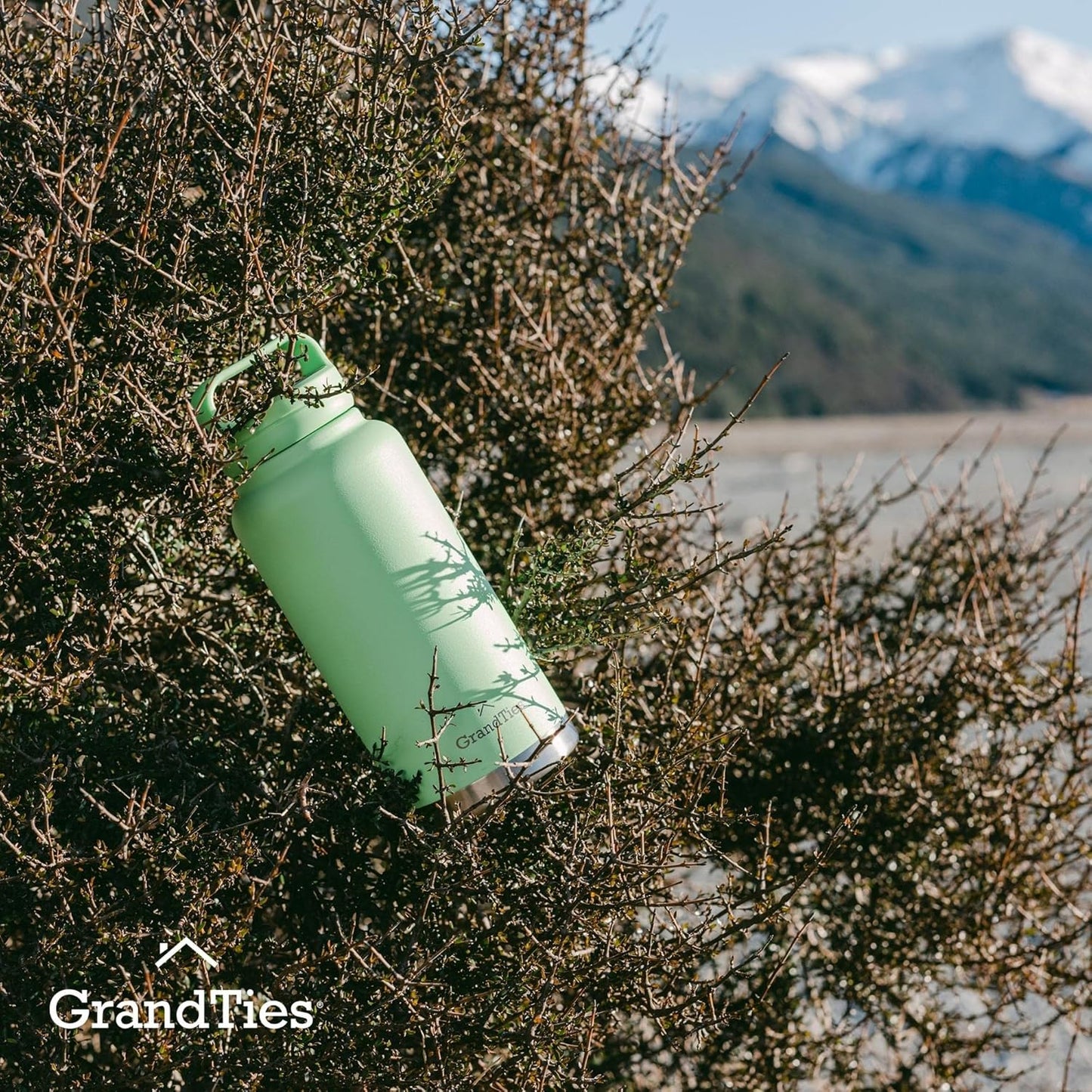 GRANDTIES 2 Lids Sports Stainless Steel Water Bottles – Wide Mouth Vacuum Insulated Reusable Leak Proof BPA-Free Travel Metal Canteen, Thermal Bottles for Men Women Gym (Ivory White 32 oz)