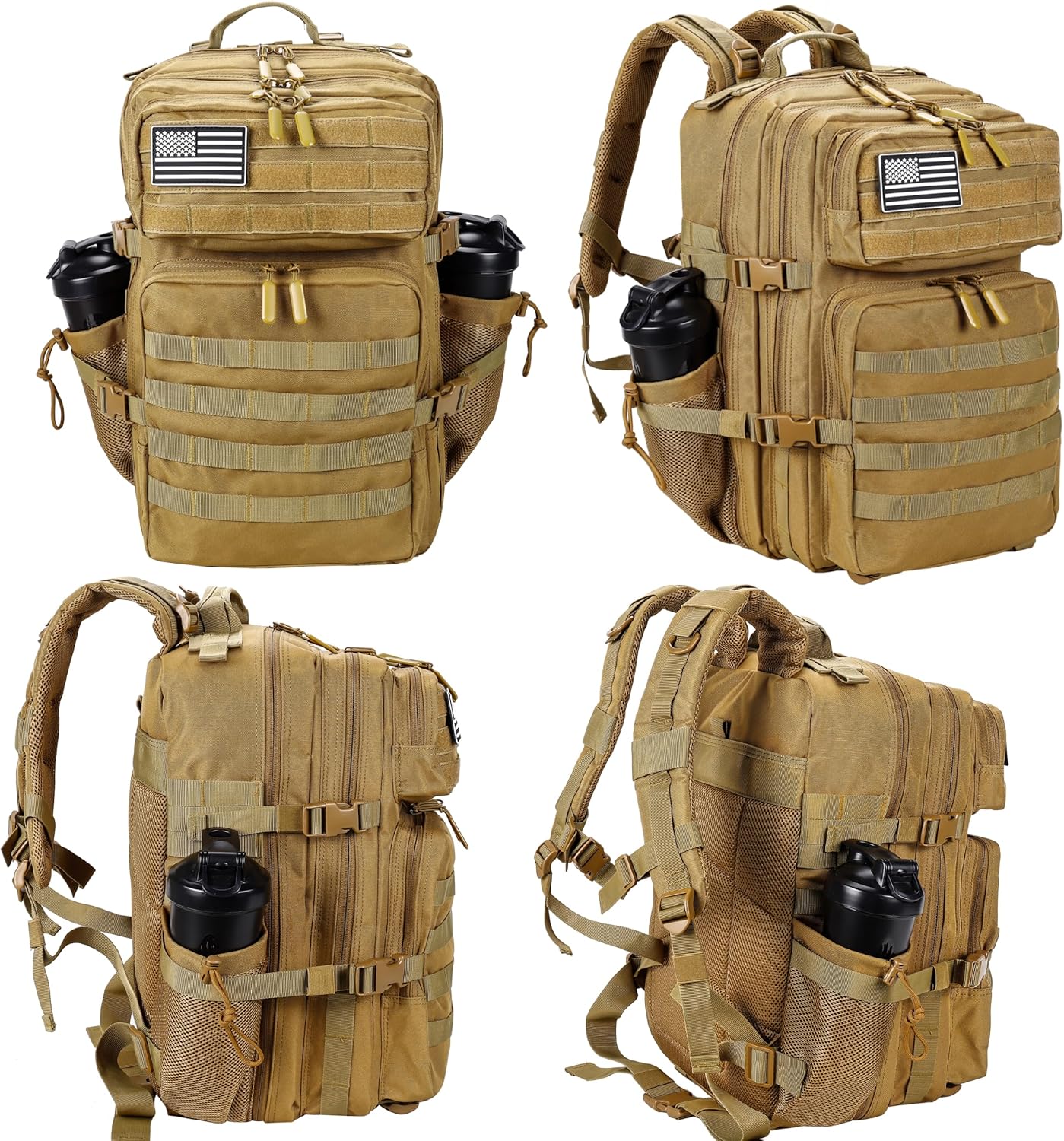 LHI Military Tactical Backpack for Men and Women 45L Army 3 Days Assault Pack Bag Large Rucksack with Molle System - Black - Colors A
