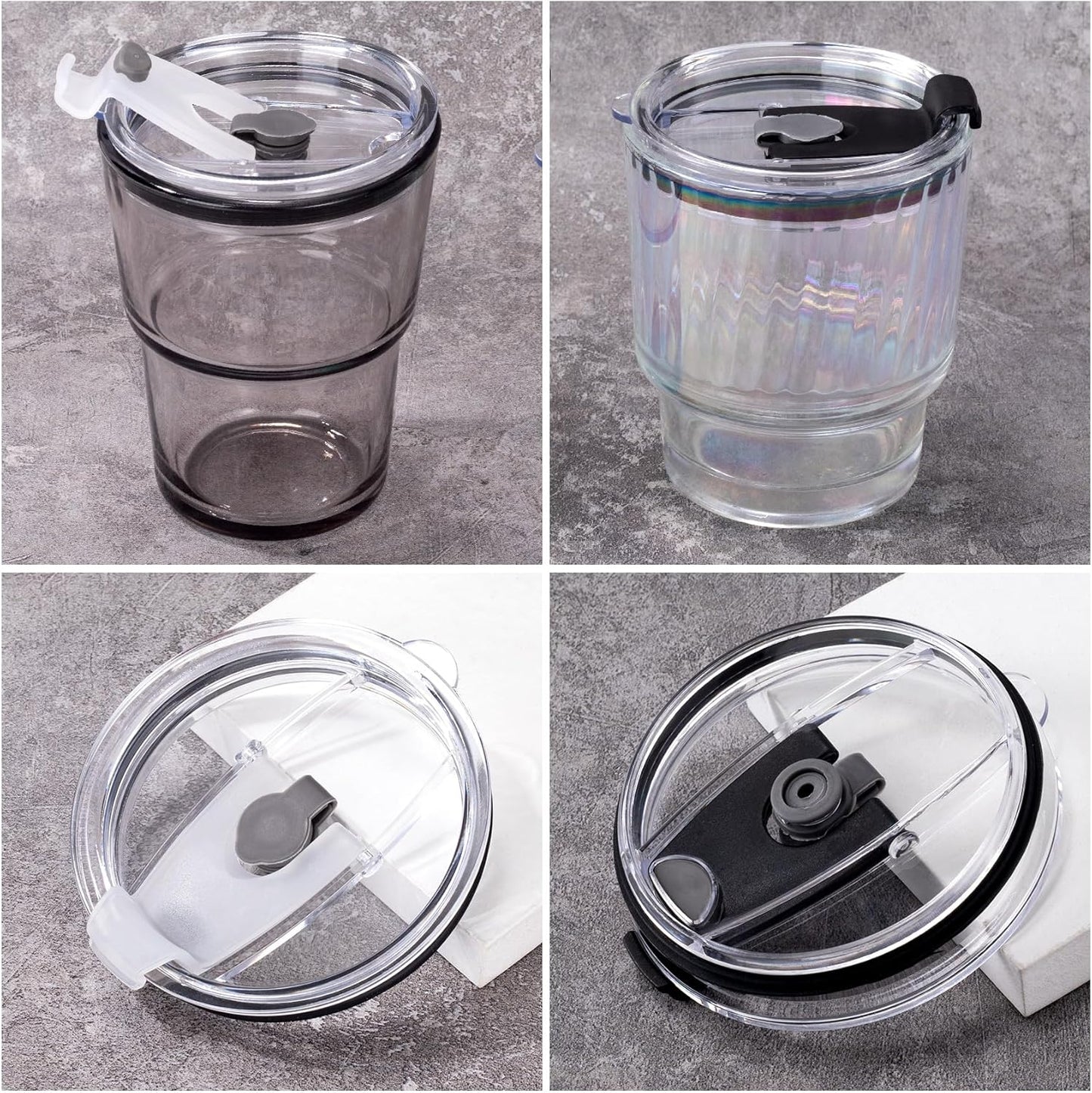 HINZIC 5 Pack Replacement Lids for 20 oz Tumbler,Travel Spill Proof Resistant Cup Lids Covers with Slider Switch fit Coffee Cups and More, Straw Friendly,Black