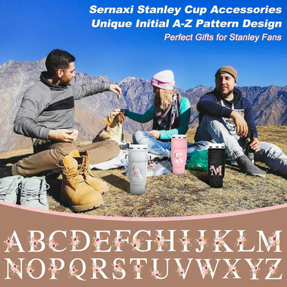 Initial Water Bottle Holder with Strap for Stanley Cup Accessories 40 oz/Simple Modern Tumbler, Birthdays for Women Girls, Water Bottle Carrier Bag with Phone Pocket,Hiking Walking Gym Camping