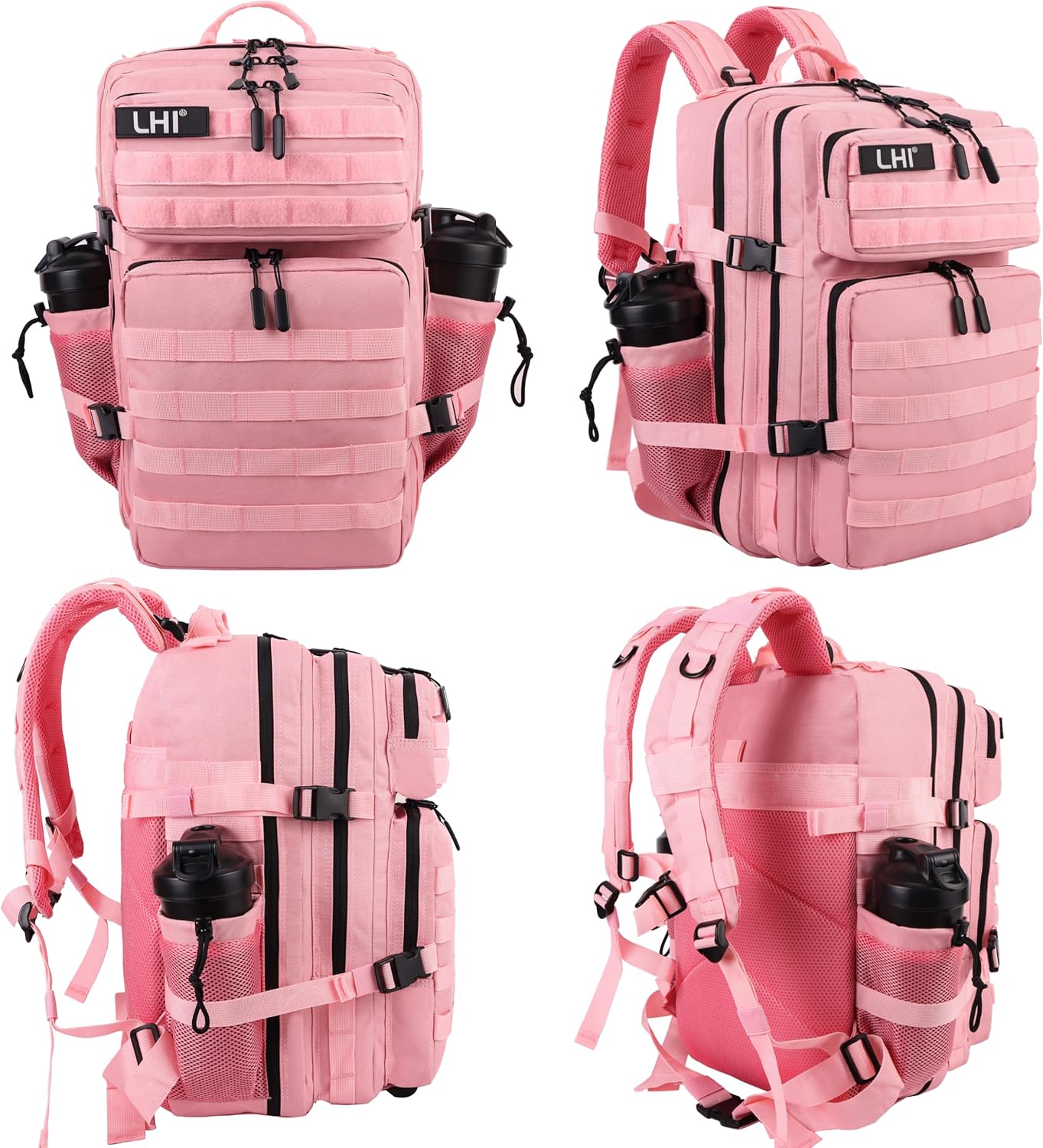 LHI Military Tactical Backpack for Men and Women 45L Army 3 Days Assault Pack Bag Large Rucksack with Molle System - Black - Colors B