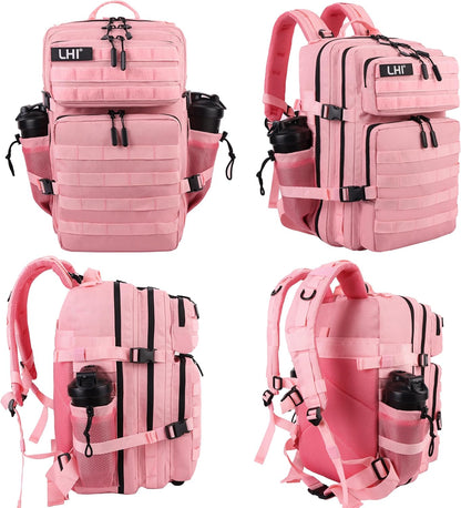 LHI Military Tactical Backpack for Men and Women 45L Army 3 Days Assault Pack Bag Large Rucksack with Molle System - Black - Colors B