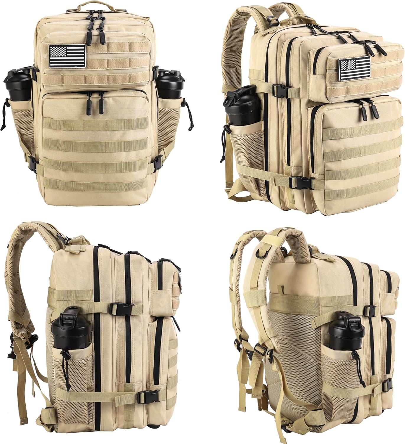 LHI Military Tactical Backpack for Men and Women 45L Army 3 Days Assault Pack Bag Large Rucksack with Molle System - Black - Colors A