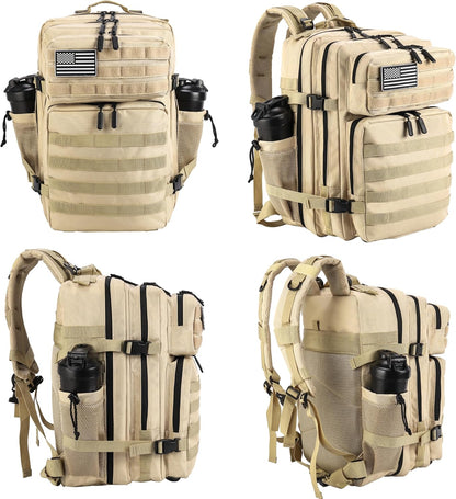 LHI Military Tactical Backpack for Men and Women 45L Army 3 Days Assault Pack Bag Large Rucksack with Molle System - Black - Colors A