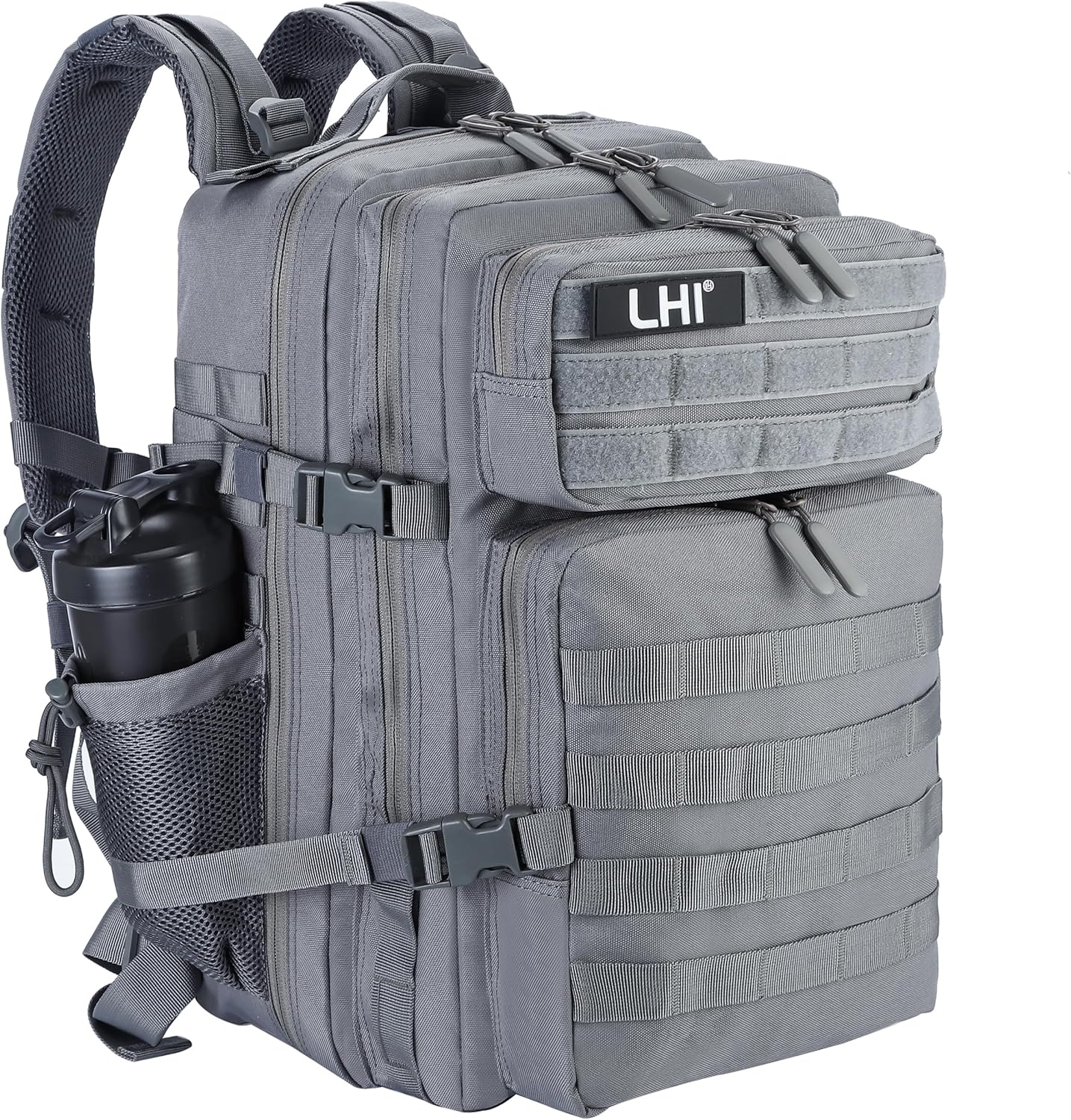 LHI Military Tactical Backpack for Men and Women 45L Army 3 Days Assault Pack Bag Large Rucksack with Molle System - Black - Colors B