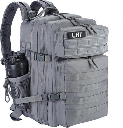 LHI Military Tactical Backpack for Men and Women 45L Army 3 Days Assault Pack Bag Large Rucksack with Molle System - Black - Colors B