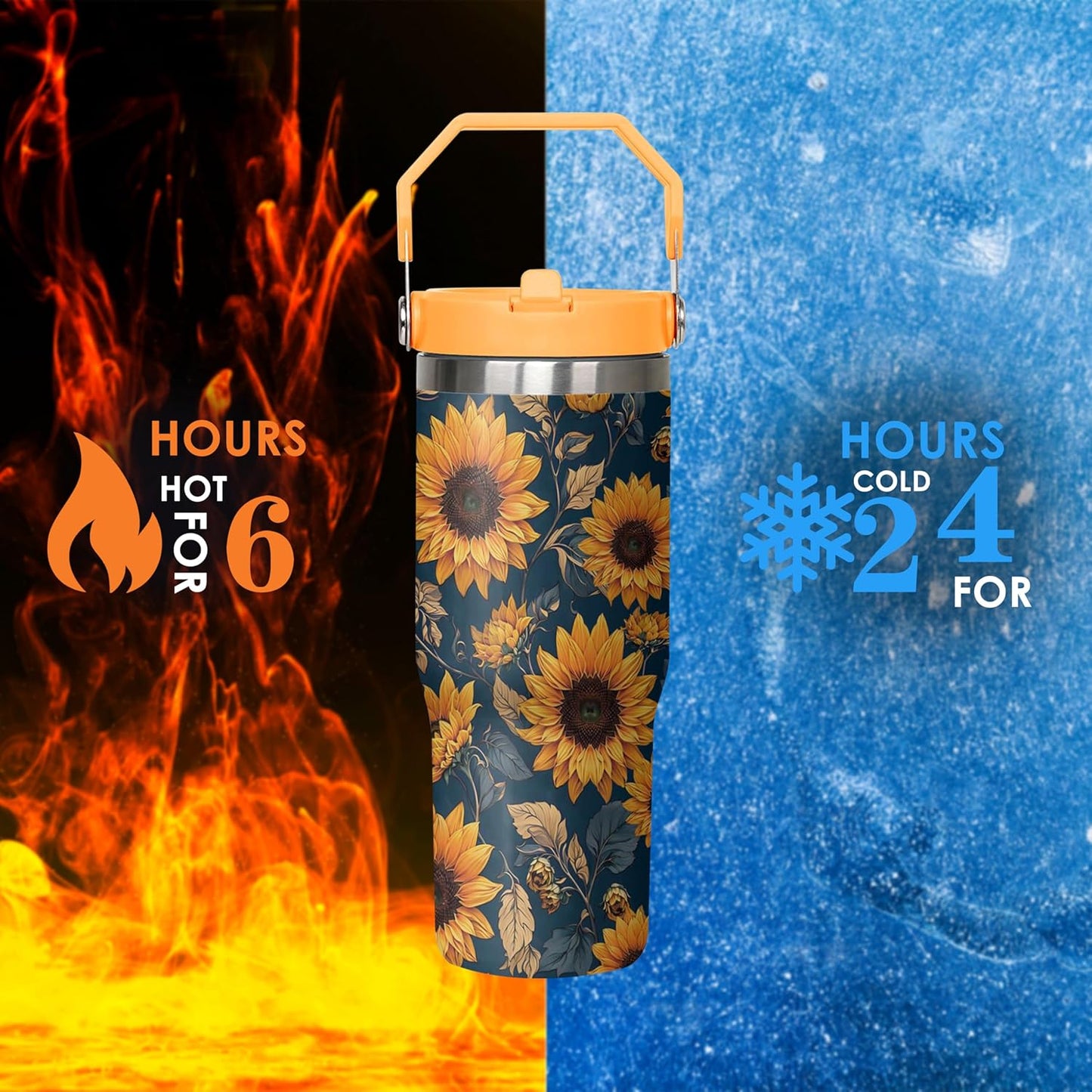30 oz Peacock Blue Flip Straw Tumbler with Top Handle for Peacock Blue Lover Resuable Vacuum Insulated Flip Top Water bottle for Home Office Car