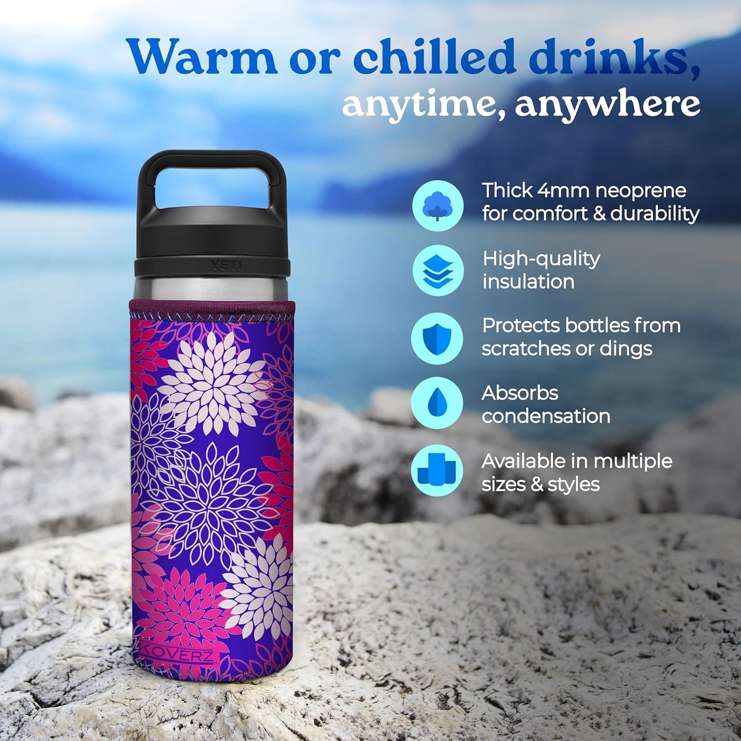 24-30oz 750ml Water Bottle Carrier with Shoulder Strap, Water Bottle Insulator - Midnight Mums