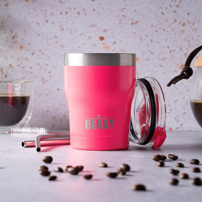 Beast 10 oz Tumbler Stainless Steel Vacuum Insulated Coffee Ice Cup Double Wall Travel Flask (Arctic White)