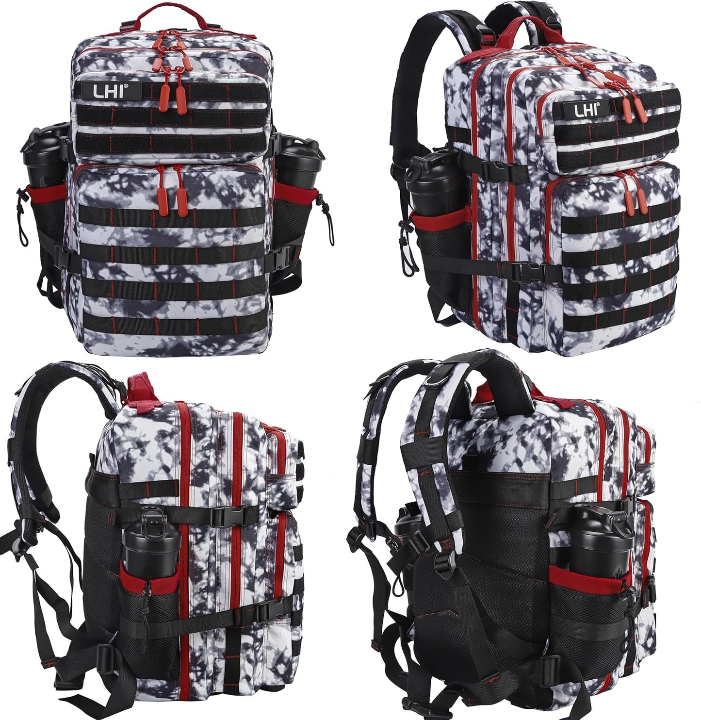 LHI Military Tactical Backpack for Men and Women 45L Army 3 Days Assault Pack Bag Large Rucksack with Molle System - Black - Colors A