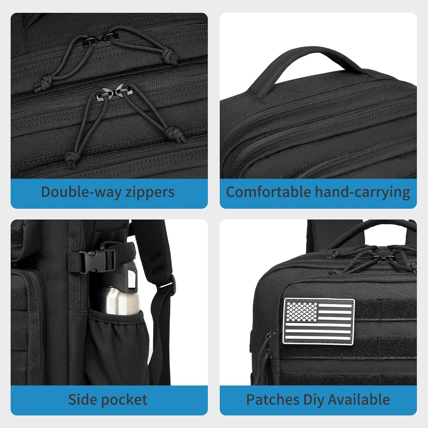 Wotony Military Tactical Backpack for Men Waterproof Daypack 3 Day Assault Pack Molle Bag with Water Bottle Holder