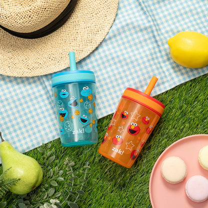 Zak Designs 15oz Bluey Kelso Tumbler Set, Leak-Proof Screw-On Lid with Straw Made of Durable Plastic and Silicone, Perfect Bundle for Kids, 2 Count (Pack of 1) - Colors A