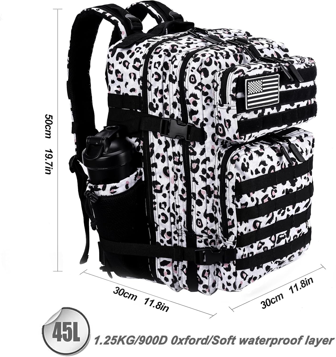 LHI Military Tactical Backpack for Men and Women 45L Army 3 Days Assault Pack Bag Large Rucksack with Molle System - Black - Colors B