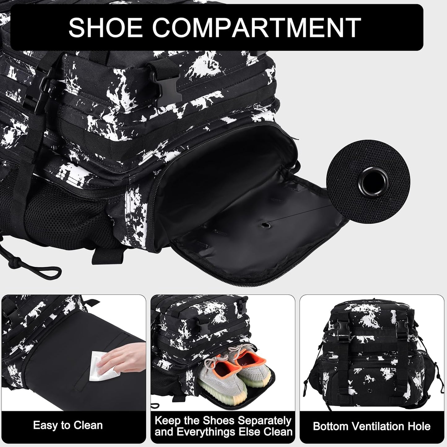 LHI Military Tactical Backpack for Men and Women 45L Army 3 Days Assault Pack Bag Large Rucksack with Molle System - Black - Colors A