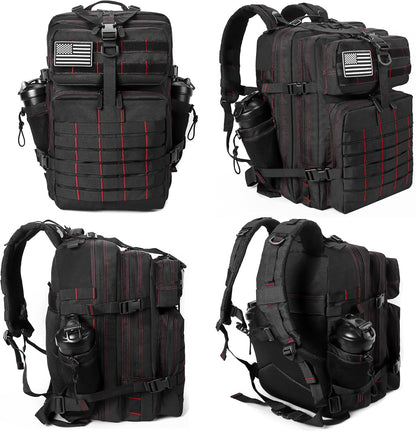 LHI Military Tactical Backpack for Men and Women 45L Army 3 Days Assault Pack Bag Large Rucksack with Molle System - Black - Colors A
