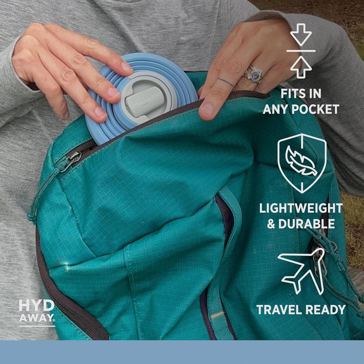 HYDAWAY 25oz Collapsible Travel Water Bottle - BPA-Free, Leakproof, Lightweight, Space-Saving - Perfect for Hiking, Travel, and All-Day Hydration