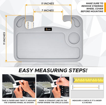 EcoNour 2 in 1 Car Steering Wheel Desk | Tray for Laptop Car Mount with Pen Holder | Desk Console for Car | Food Tray for Eating with Drinks Holder | Multipurpose Travel Car Accessories