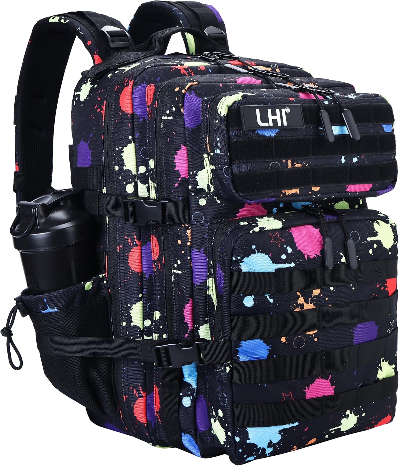LHI Military Tactical Backpack for Men and Women 45L Army 3 Days Assault Pack Bag Large Rucksack with Molle System - Black - Colors A