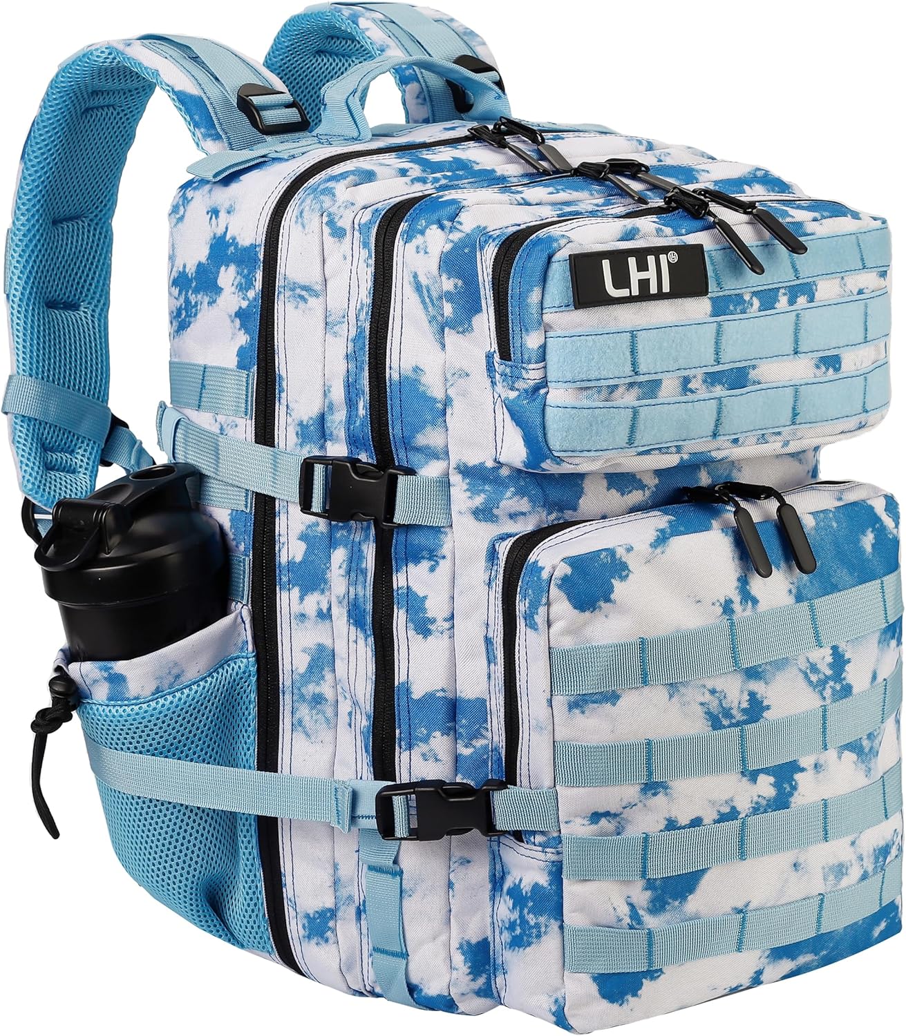 LHI Military Tactical Backpack for Men and Women 45L Army 3 Days Assault Pack Bag Large Rucksack with Molle System - Black - Colors B