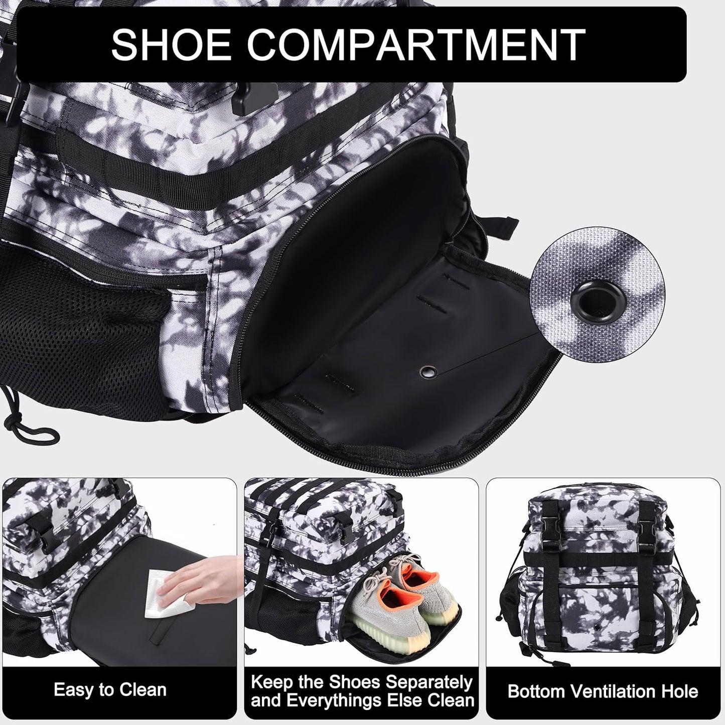 LHI Military Tactical Backpack for Men and Women 45L Army 3 Days Assault Pack Bag Large Rucksack with Molle System - Black - Colors A
