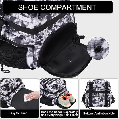 LHI Military Tactical Backpack for Men and Women 45L Army 3 Days Assault Pack Bag Large Rucksack with Molle System - Black - Colors A