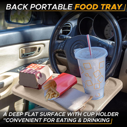 EcoNour 2 in 1 Car Steering Wheel Desk | Tray for Laptop Car Mount with Pen Holder | Desk Console for Car | Food Tray for Eating with Drinks Holder | Multipurpose Travel Car Accessories