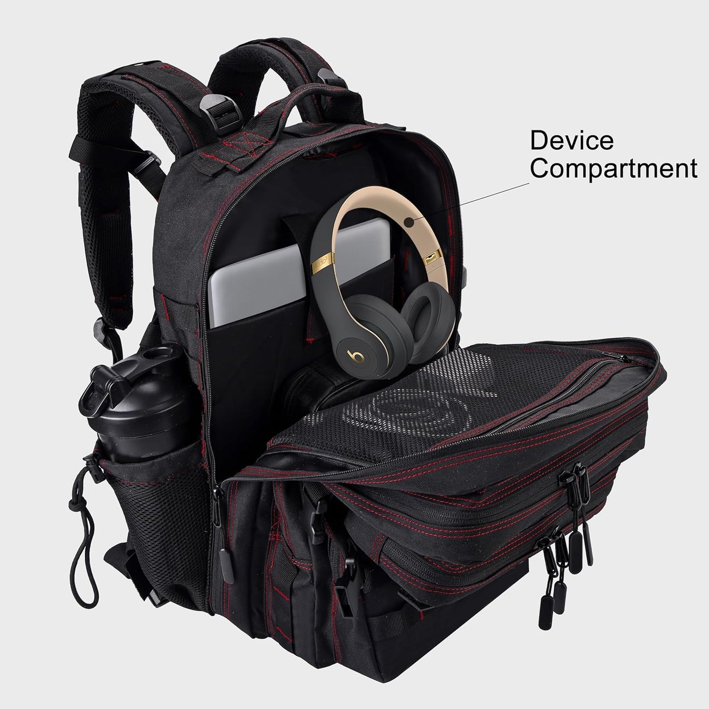 LHI Military Tactical Backpack for Men and Women 45L Army 3 Days Assault Pack Bag Large Rucksack with Molle System - Black - Colors B