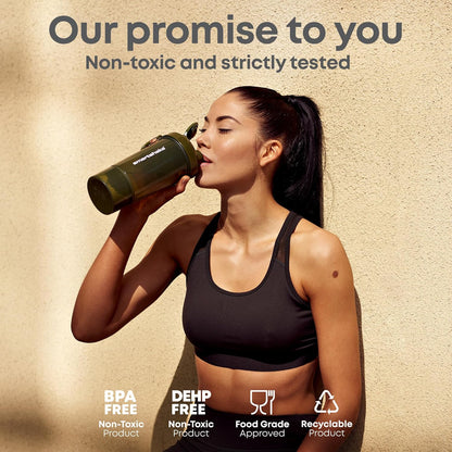 Smartshake Lite 4-Pack Protein Shaker Bottle 400 ml | 13.5 oz - Leakproof Screw-on Lid - BPA Free – Unisex - Mist Grey, Army Green, Black, Navy Blue | 4-Pack