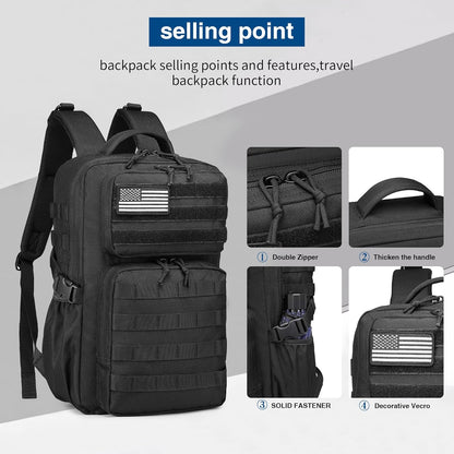 Wotony Military Tactical Backpack for Men Waterproof Daypack 3 Day Assault Pack Molle Bag with Water Bottle Holder